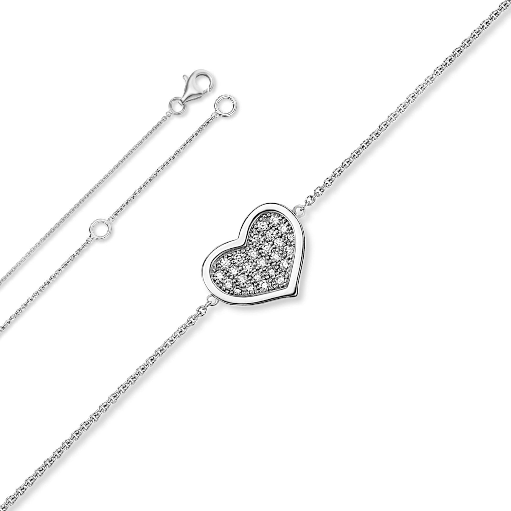 One Element  Zirkonia Herz Halskette aus 925 Silber  45 cm