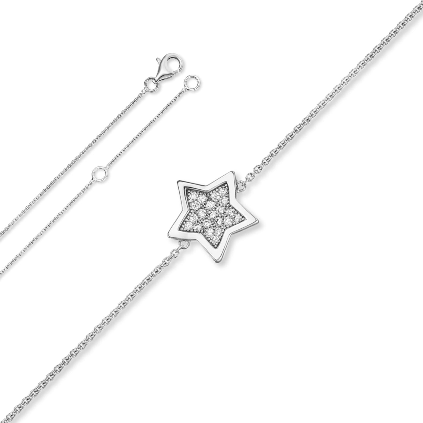 One Element  Zirkonia Stern Halskette aus 925 Silber  45 cm