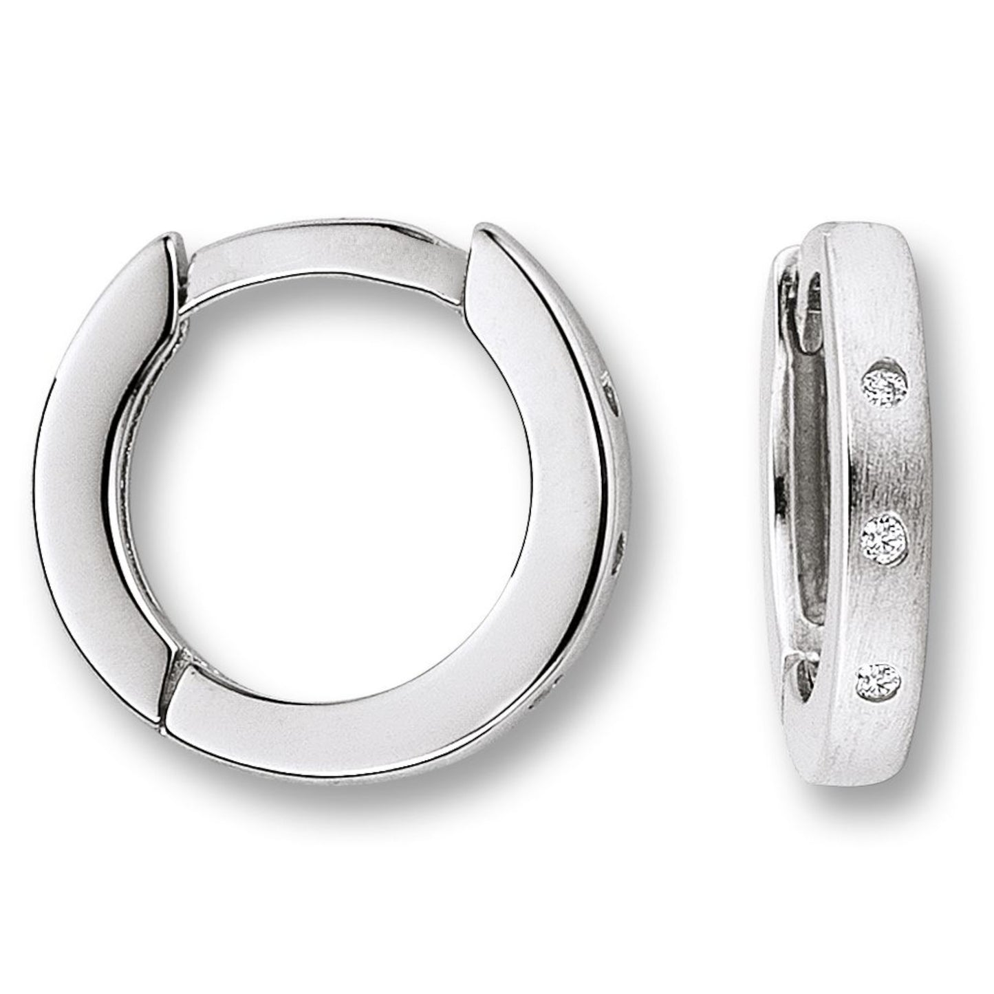 Zirkonia Ohrringe   Creolen aus 925 Silber Ø 12,0 x 1,9 mm