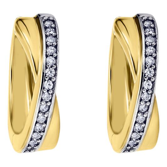 Zirkonia Ohrringe   Creolen aus 333 Gelbgold
