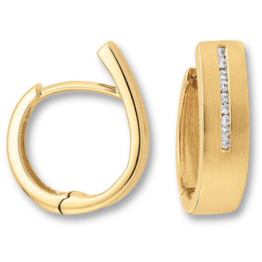 0.09 ct  Diamant Brillant Ohrringe   Creolen aus 585 Gelbgold