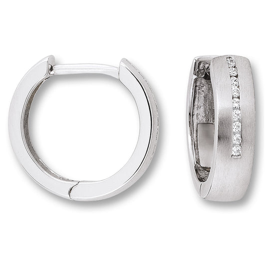 0.09 ct  Diamant Brillant Ohrringe   Creolen aus 585 Weißgold