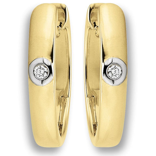 0.02 ct  Diamant Brillant Ohrringe   Creolen aus 585 Gelbgold