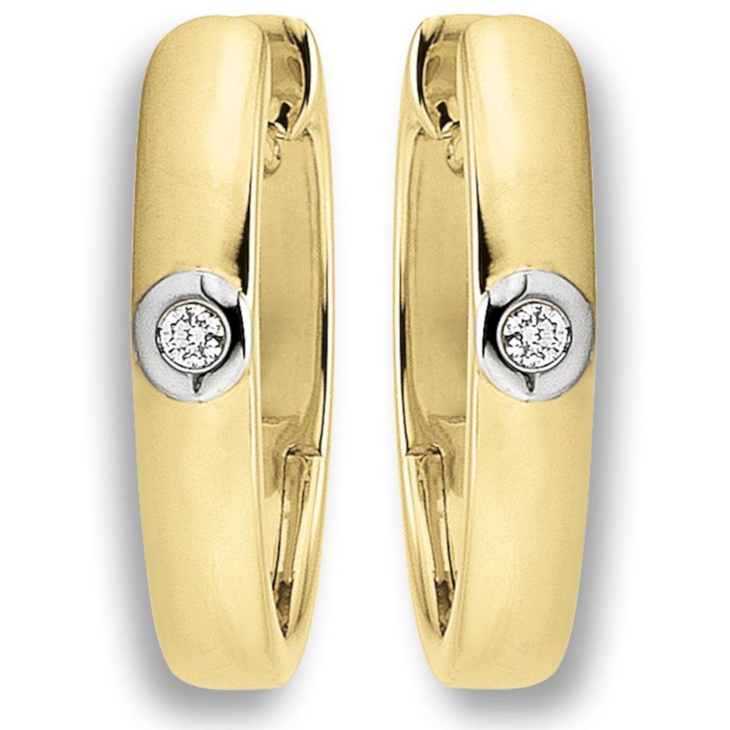 0.02 ct  Diamant Brillant Ohrringe   Creolen aus 585 Gelbgold