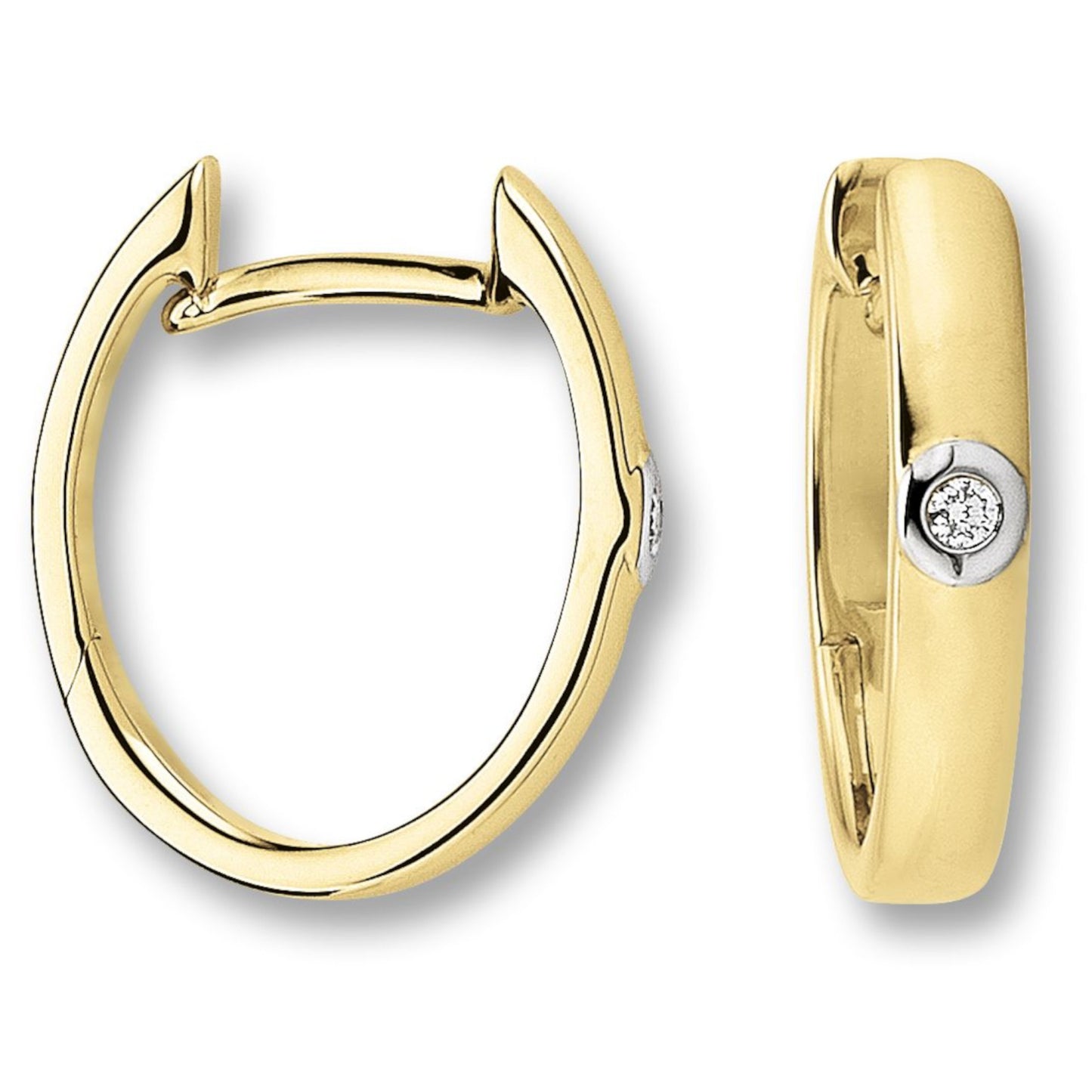 0.02 ct  Diamant Brillant Ohrringe   Creolen aus 585 Gelbgold