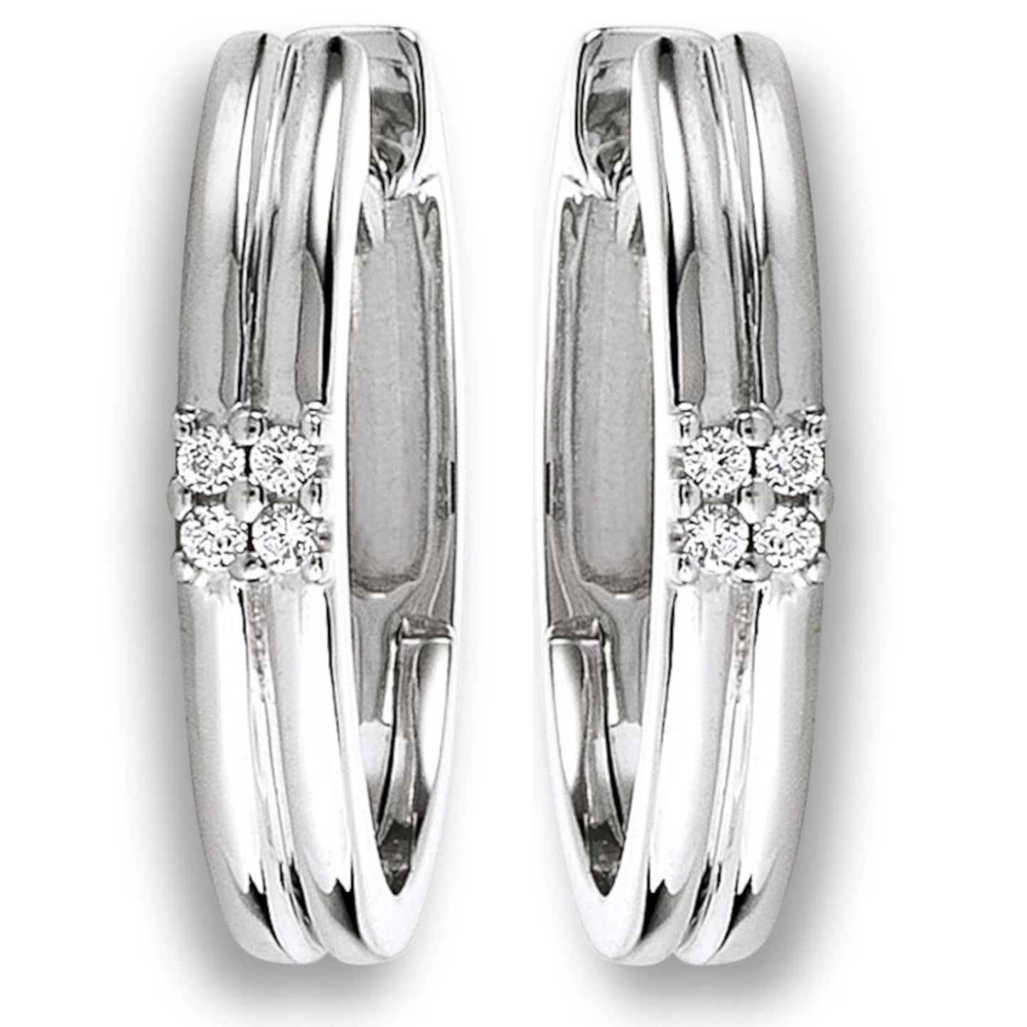 0.04 ct  Diamant Brillant Ohrringe   Creolen aus 585 Weißgold