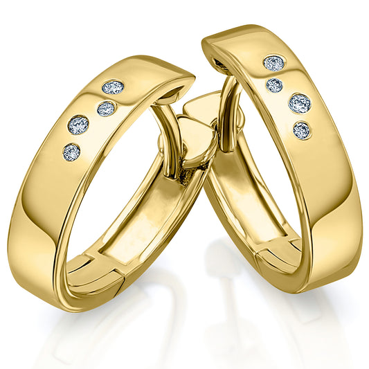 0.04 ct  Diamant Brillant Ohrringe   Creolen aus 585 Gelbgold
