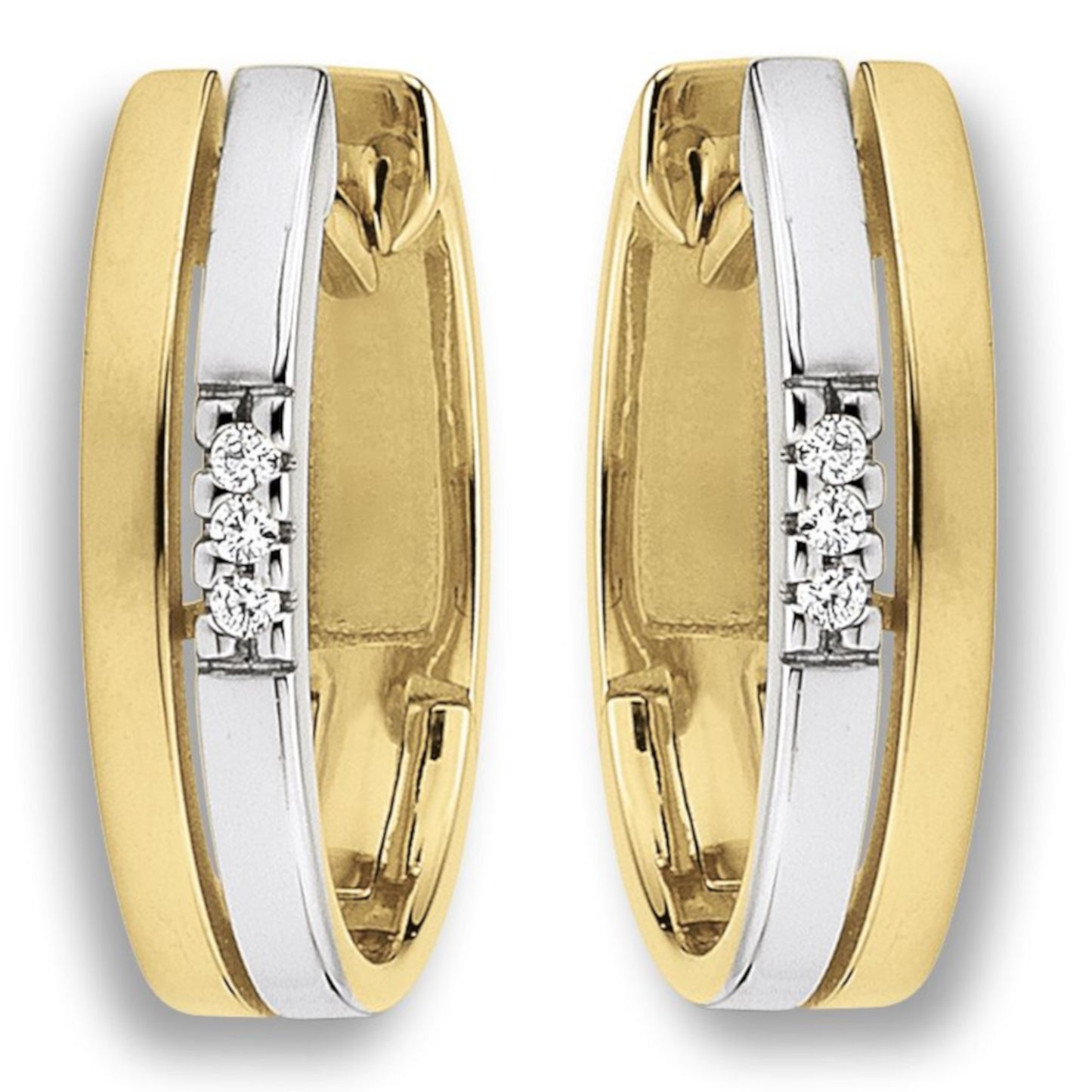 0.03 ct  Diamant Brillant Ohrringe   Creolen aus 585 Gelbgold