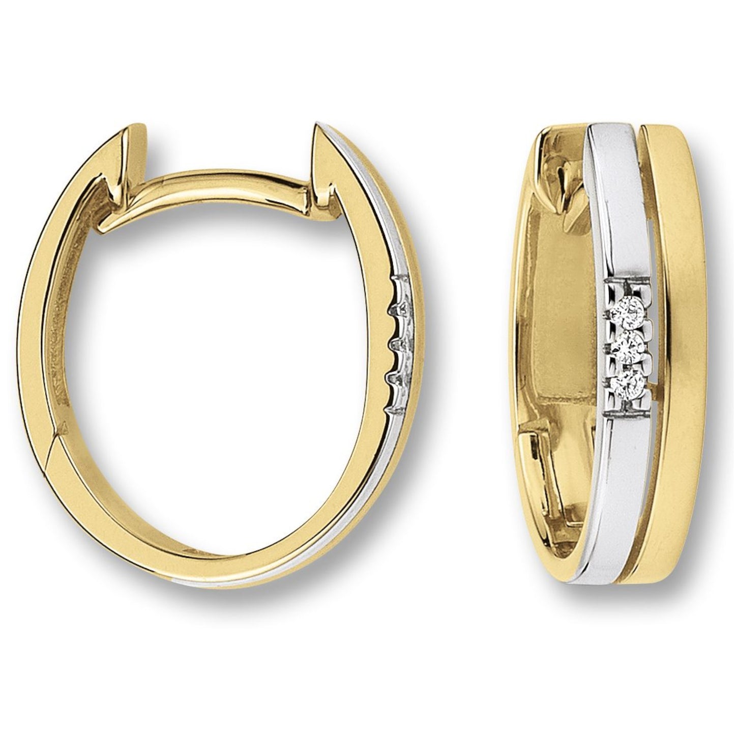 0.03 ct  Diamant Brillant Ohrringe   Creolen aus 585 Gelbgold