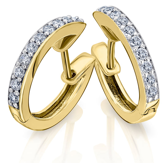 0,35 ct  Diamant Brillant Ohrringe   Creolen aus 585 Gelbgold