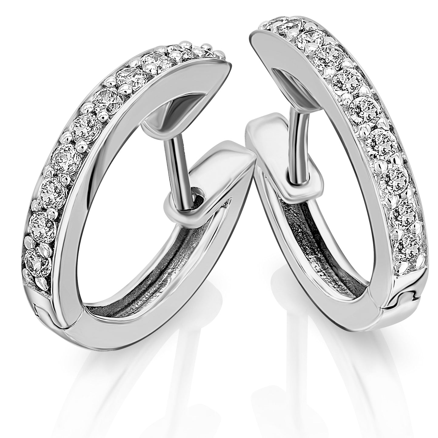 0,35 ct  Diamant Brillant Ohrringe   Creolen aus 585 Weißgold