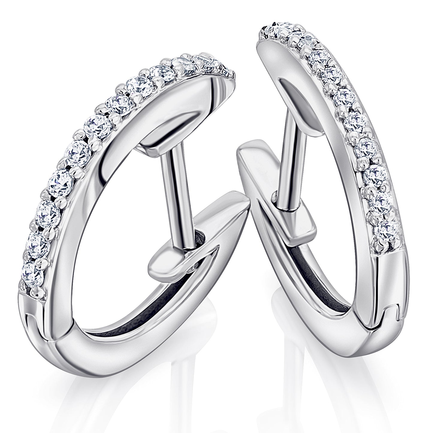 0,10 ct  Diamant Brillant Ohrringe   Creolen aus 585 Weißgold