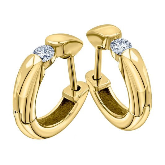 0,10 ct  Diamant Brillant Ohrringe   Creolen aus 585 Gelbgold