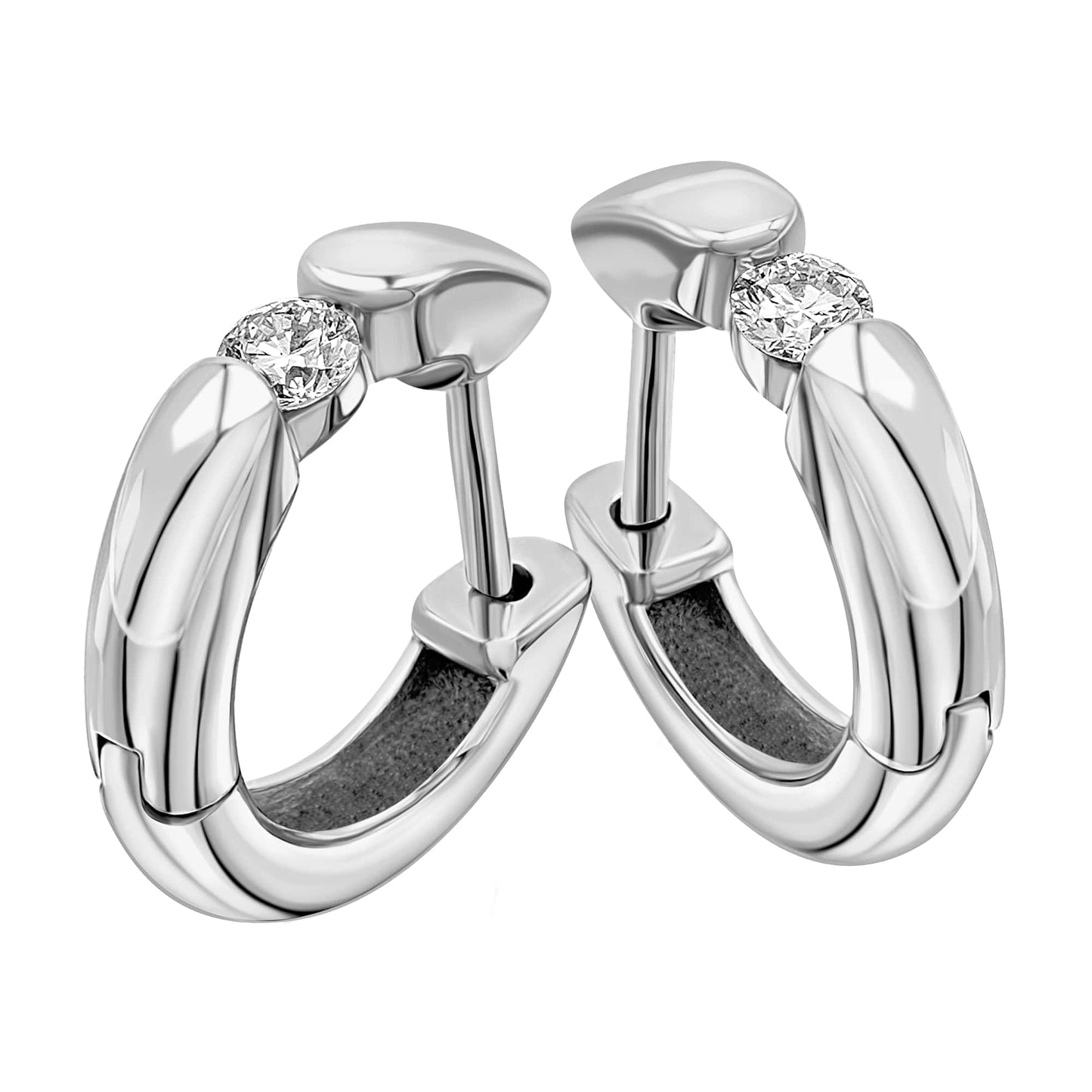 0,10 ct  Diamant Brillant Ohrringe   Creolen aus 585 Weißgold