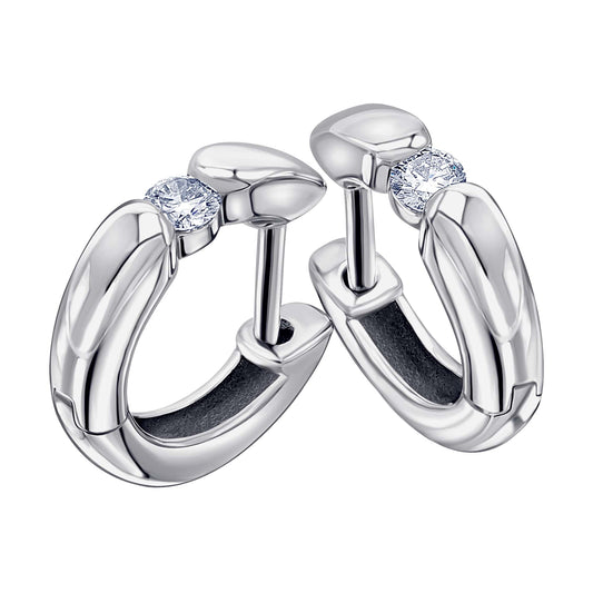 0,15 ct  Diamant Brillant Ohrringe   Creolen aus 585 Weißgold