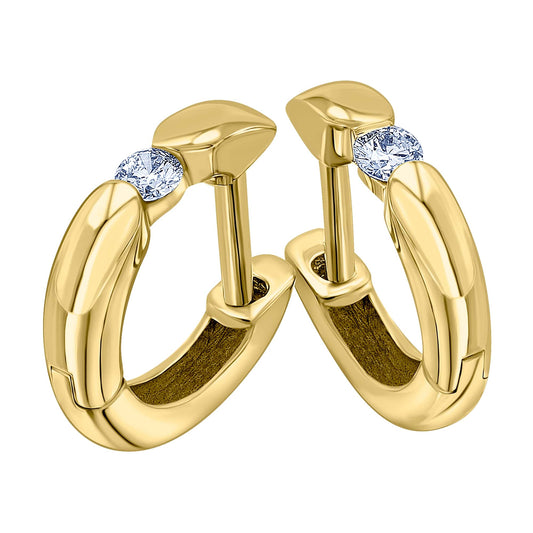 0,20 ct  Diamant Brillant Ohrringe   Creolen aus 585 Gelbgold