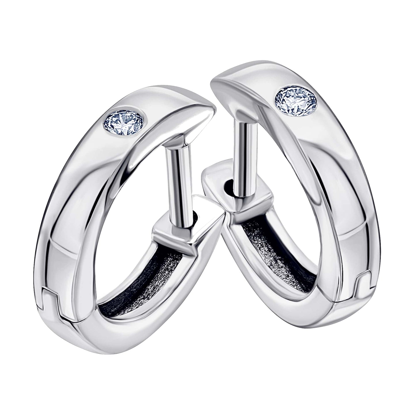 0,05 ct  Diamant Brillant Ohrringe   Creolen aus 585 Weißgold