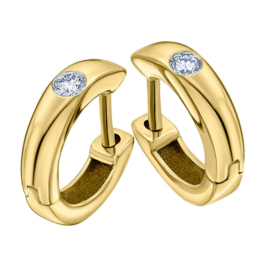 0,10 ct  Diamant Brillant Ohrringe   Creolen aus 585 Gelbgold