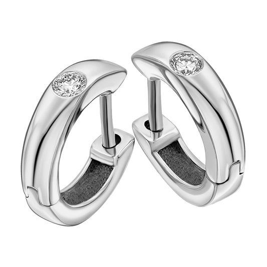 0,10 ct  Diamant Brillant Ohrringe   Creolen aus 585 Weißgold