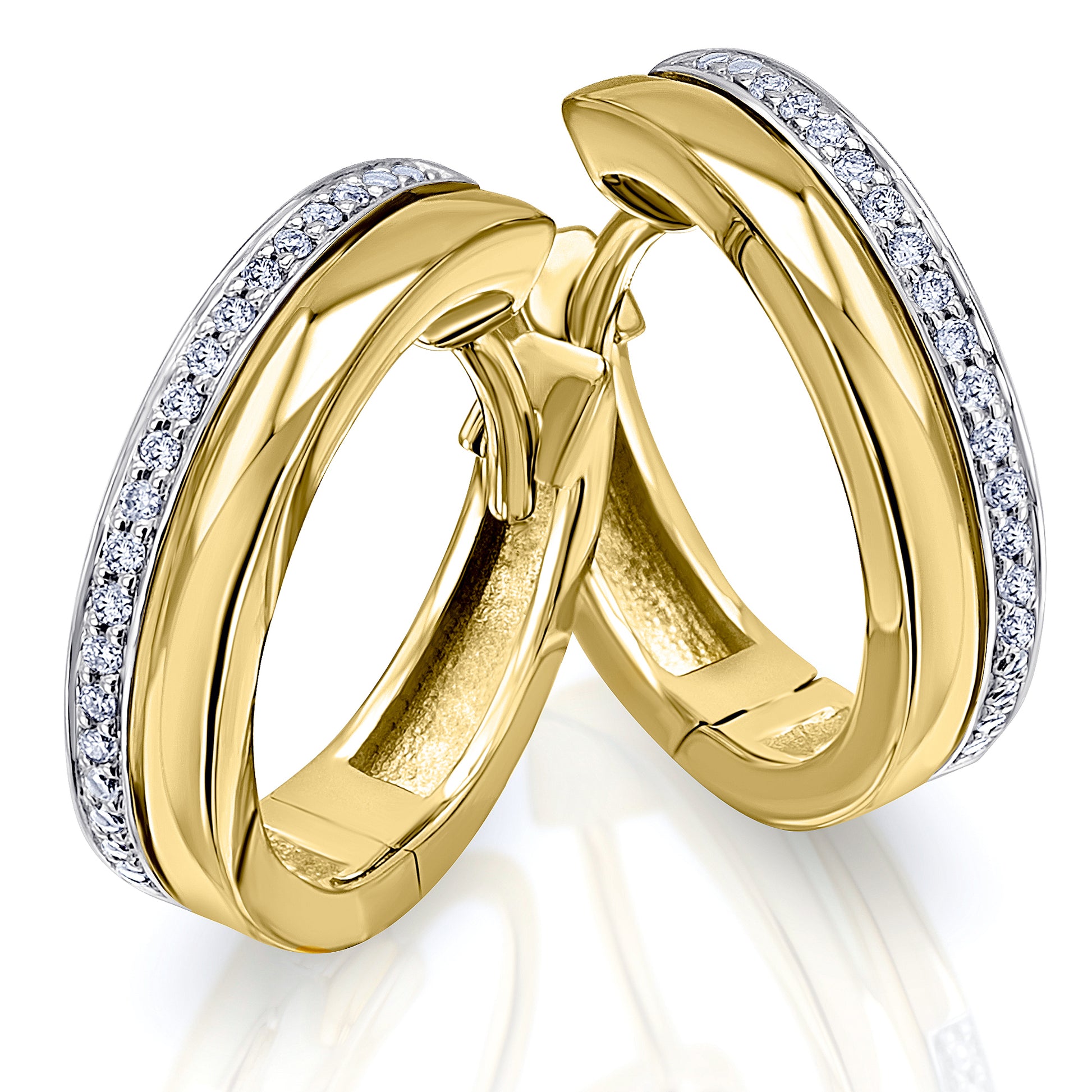 One Element 0,09 ct Diamant Brillant Ohrringe  Creolen aus 585 Gelbgold