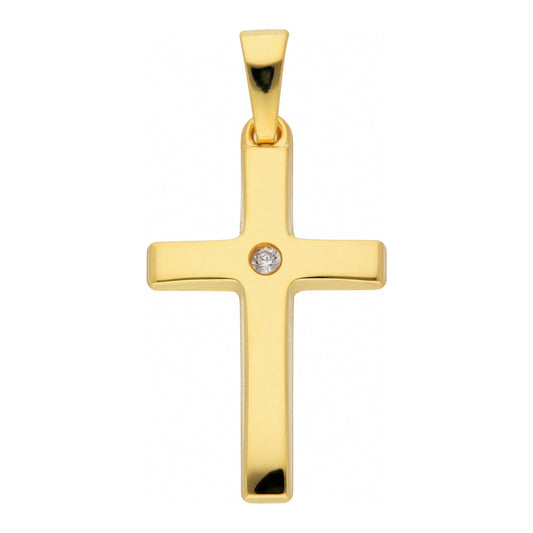 Adelia´s 585 Gold Kreuz Anhänger mit Zirkonia