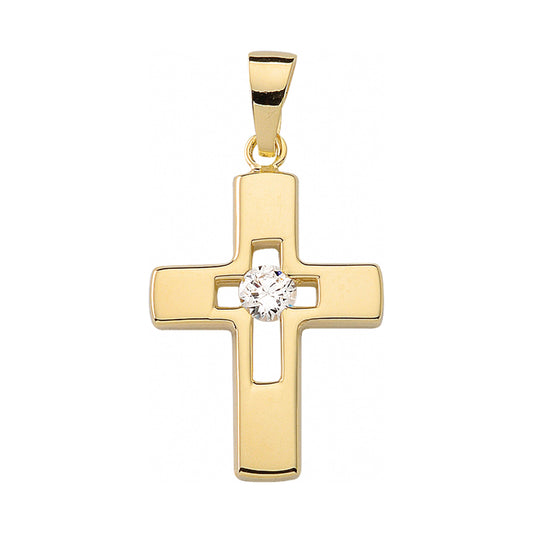 Adelia´s 333 Gold Kreuz Anhänger mit Zirkonia