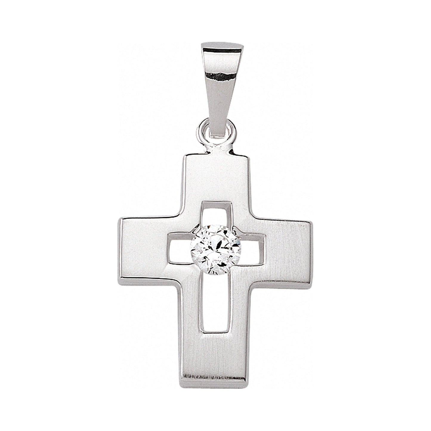 Adelia´s 925 Silber Kreuz Anhänger mit Zirkonia