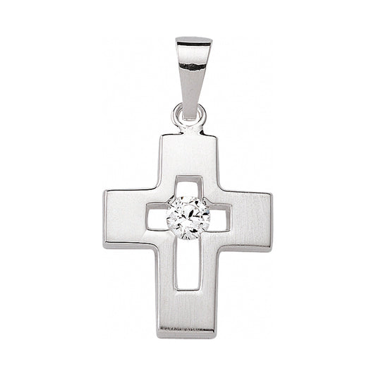 Adelia´s 925 Silber Kreuz Anhänger mit Zirkonia