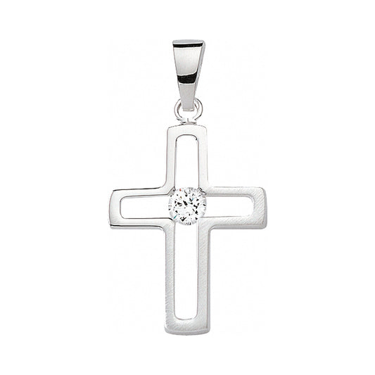 Adelia´s 925 Silber Kreuz Anhänger mit Zirkonia