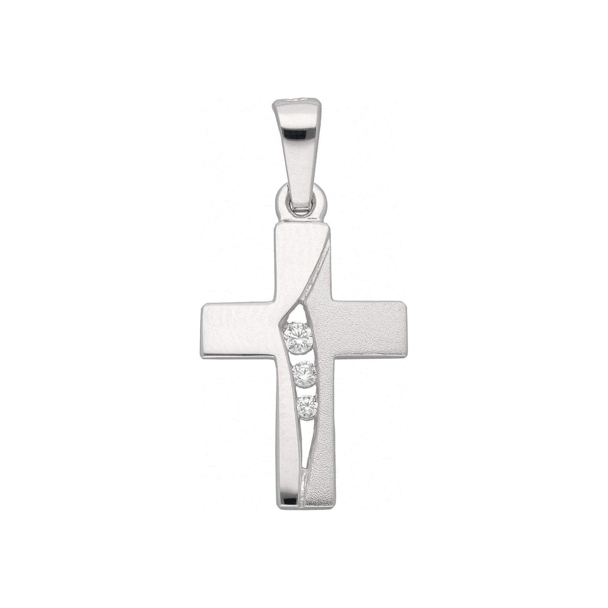 Adelia´s 925 Silber Kreuz Anhänger mit Zirkonia