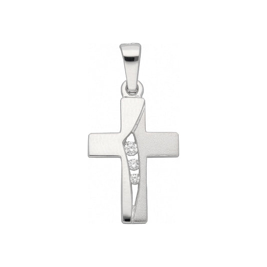 Adelia´s 925 Silber Kreuz Anhänger mit Zirkonia