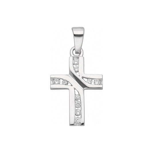 Adelia´s 925 Silber Kreuz Anhänger mit Zirkonia