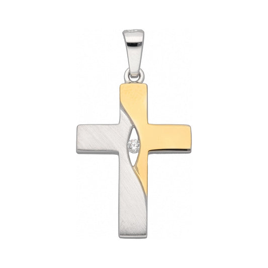 Adelia´s 925 Silber Kreuz Anhänger mit Zirkonia