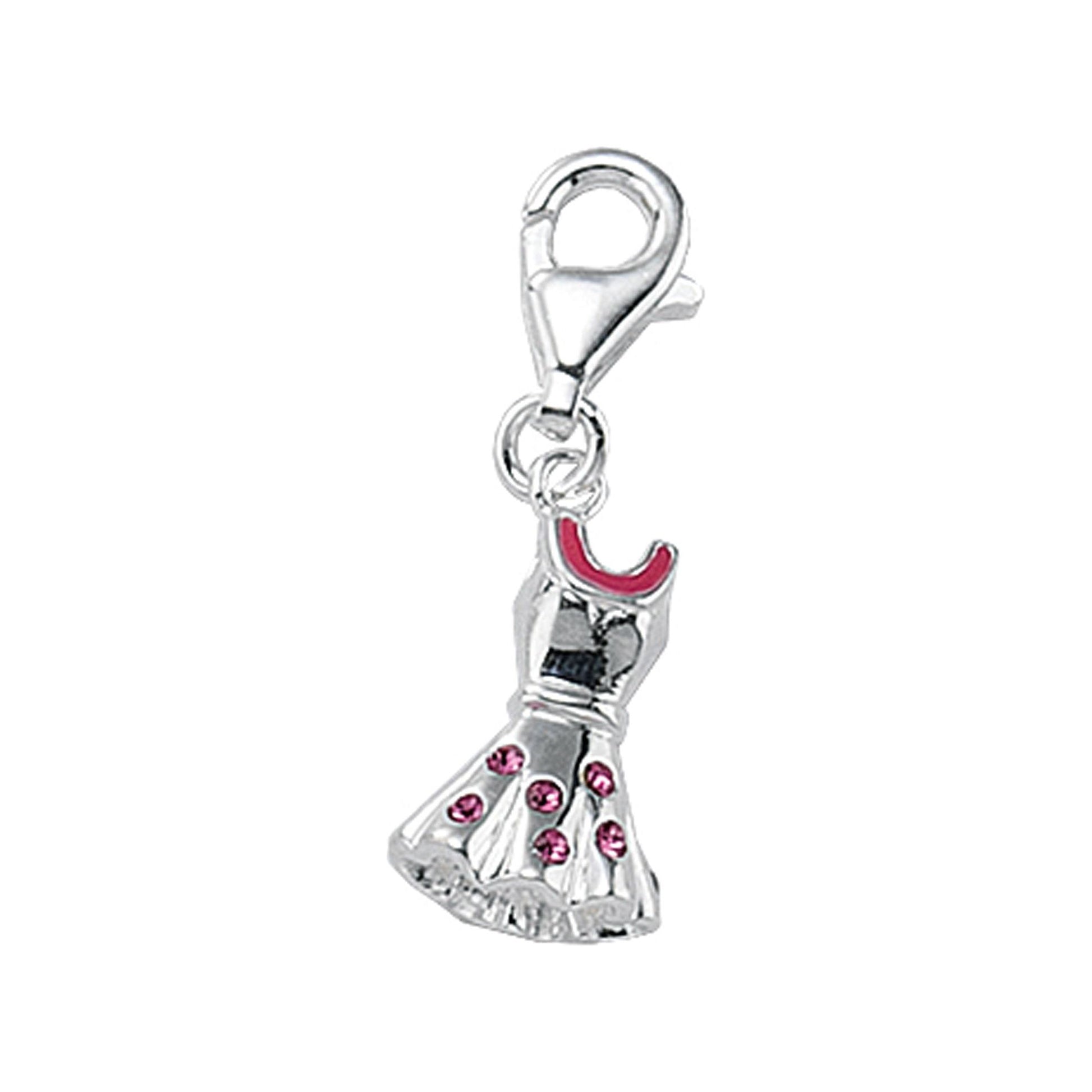 Adelia´s 925 Silber Charms Anhänger Kleid mit Glasstein