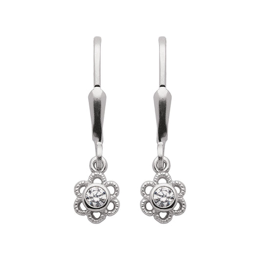 Adelia´s 925 Silber Ohrringe   Ohrhänger Blüte mit Zirkonia Ø 5,8 mm