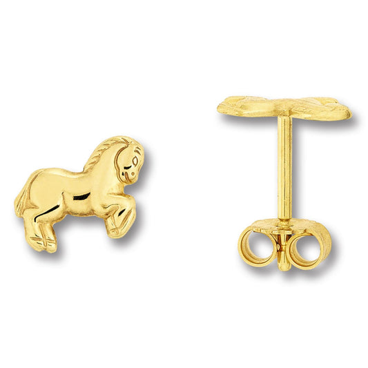 Pferd Ohrringe   Ohrstecker aus 333 Gelbgold