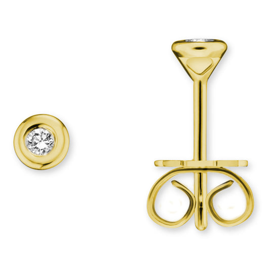 One Element 0.15 ct Brillant Diamant Zarge Ohrringe  Ohrstecker aus 585 Gelbgold