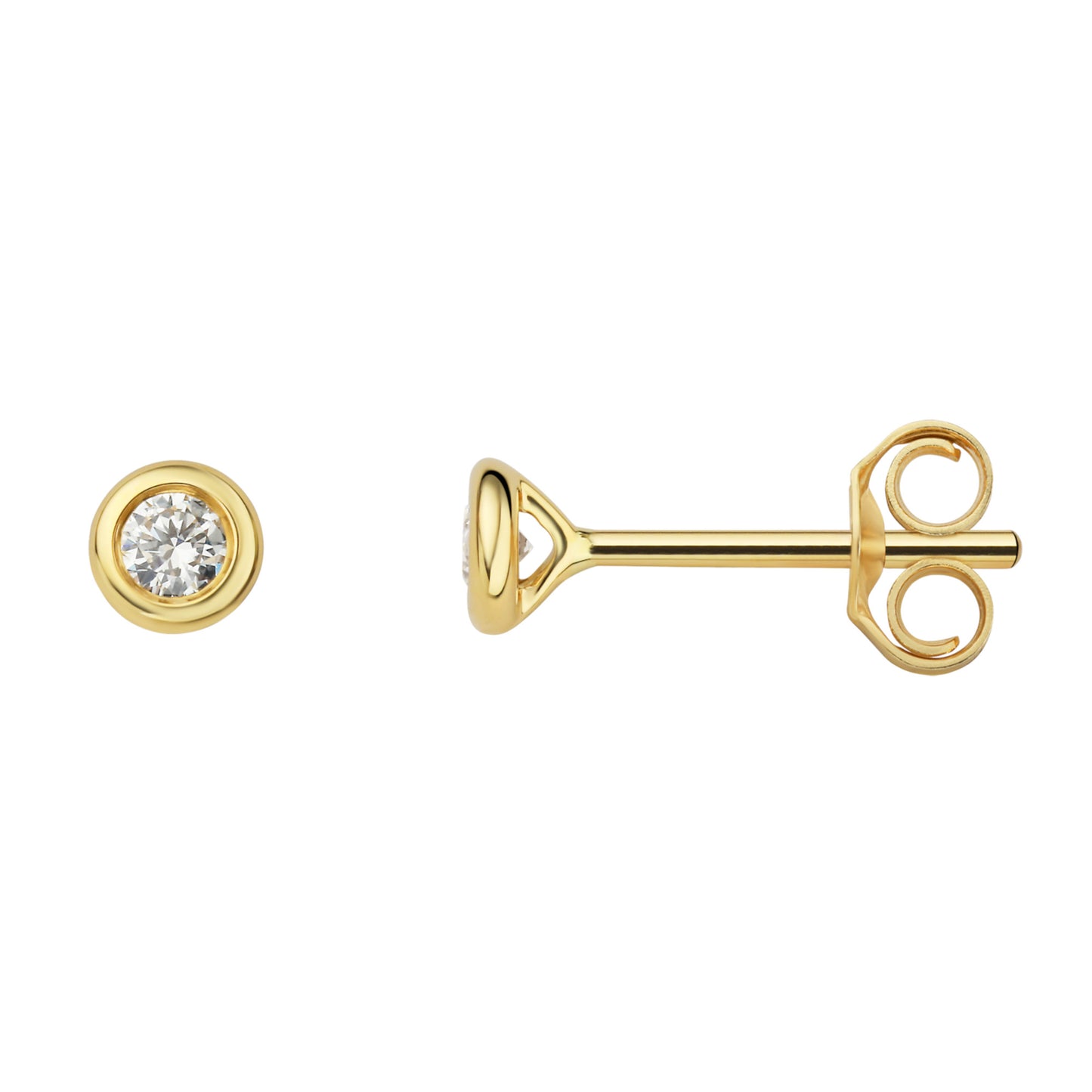 0.15 ct  Diamant Brillant Zarge Ohrringe   Ohrstecker aus 585 Gelbgold