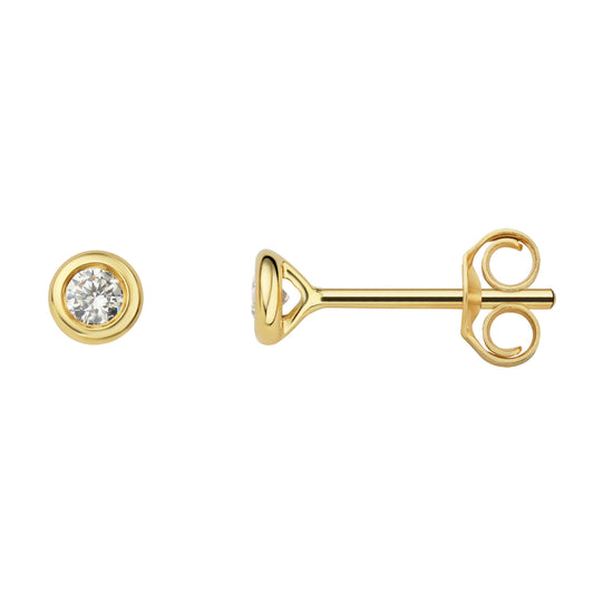 0.10 ct  Diamant Brillant Zarge Ohrringe   Ohrstecker aus 585 Gelbgold