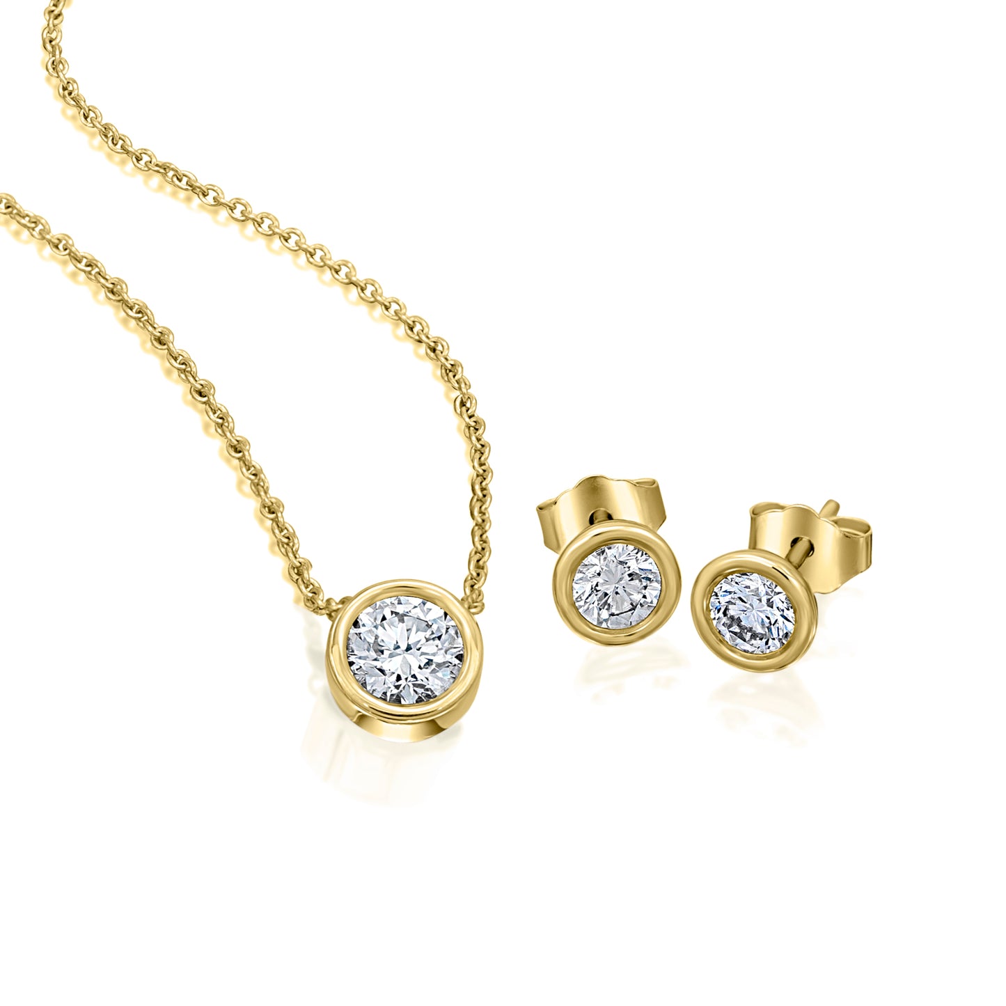 0.11 ct  Diamant Brillant Zarge Ohrringe   Ohrstecker aus 585 Gelbgold