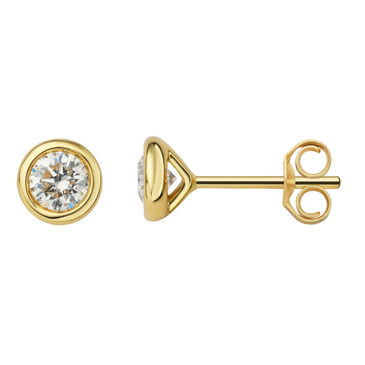 0.41 ct  Diamant Brillant Zarge Ohrringe   Ohrstecker aus 750 Gelbgold