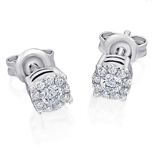 0,16 ct  Diamant Brillant Invisible Ohrringe   Ohrstecker aus 585 Weißgold