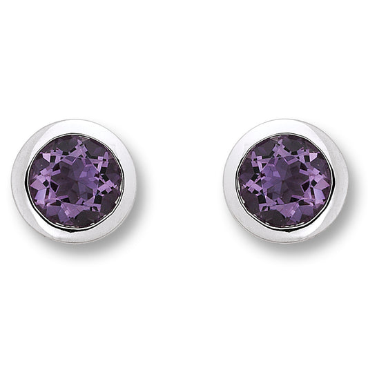Amethyst Zarge Ohrringe   Ohrstecker aus 333 Weißgold