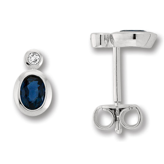 0.02 ct  Diamant Brillant Safir Ohrringe   Ohrstecker aus 585 Weißgold