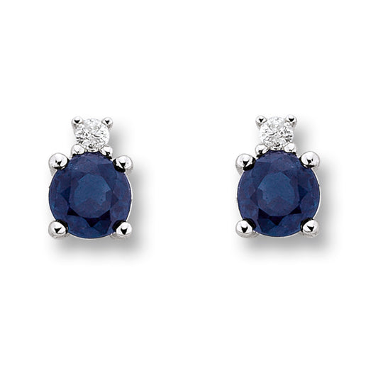 One Element 0.02 ct Brillant Diamant Safir Ohrringe  Ohrstecker aus 585 Weißgold