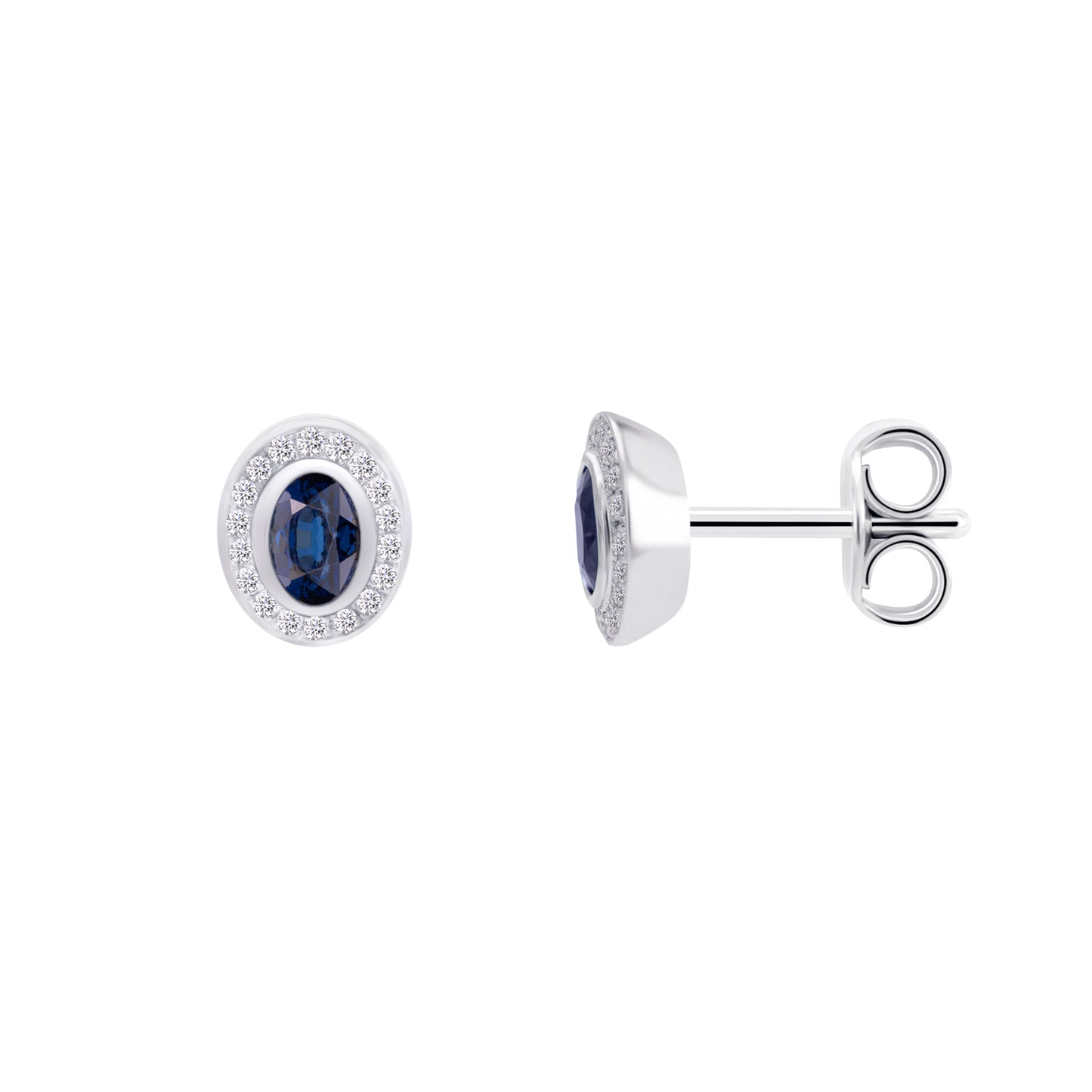 0,09 ct  Diamant Brillant Safir Ohrringe   Ohrstecker aus 585 Weißgold