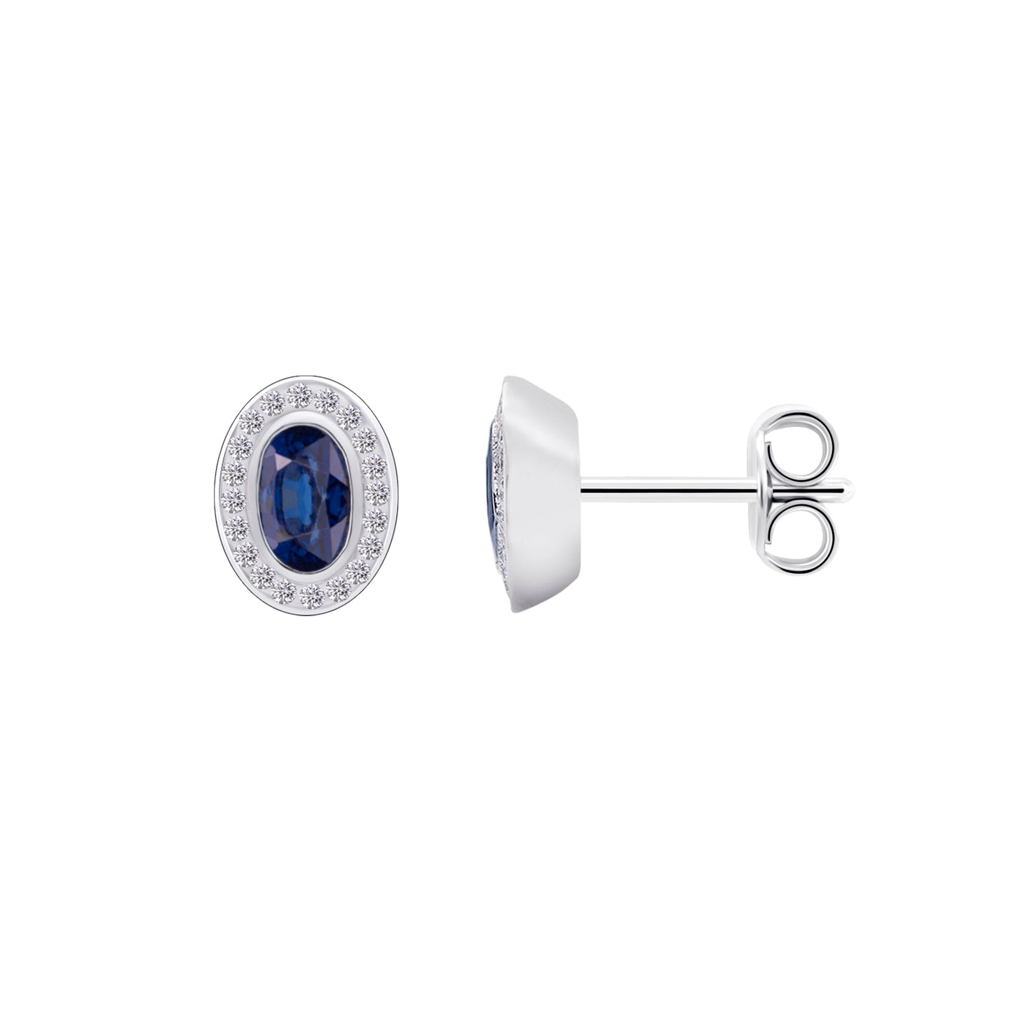 0,10 ct  Diamant Brillant Safir Ohrringe   Ohrstecker aus 585 Weißgold