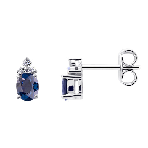 One Element 0,06 ct Diamant Brillant Safir Ohrringe  Ohrstecker aus 585 Weißgold