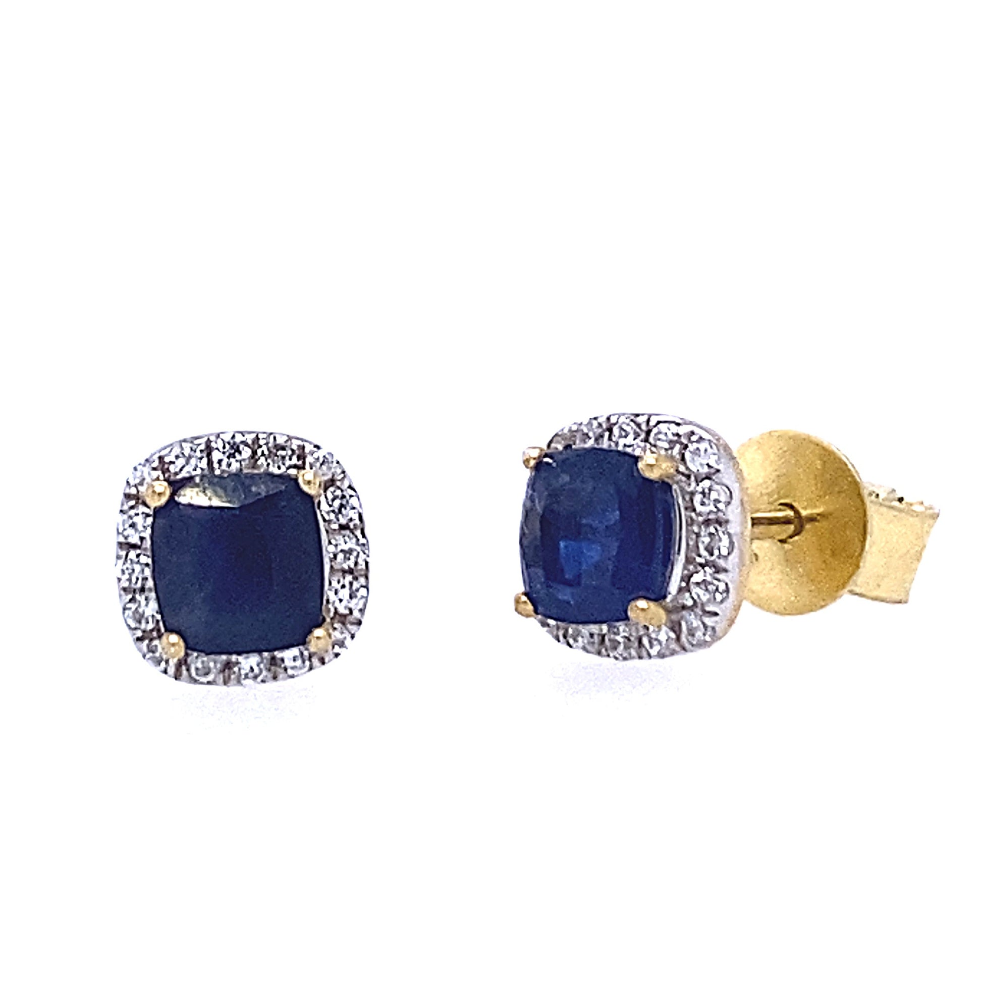 One Element 0,12 ct Brillant Diamant Safir Ohrringe  Ohrstecker aus 585 Gelbgold