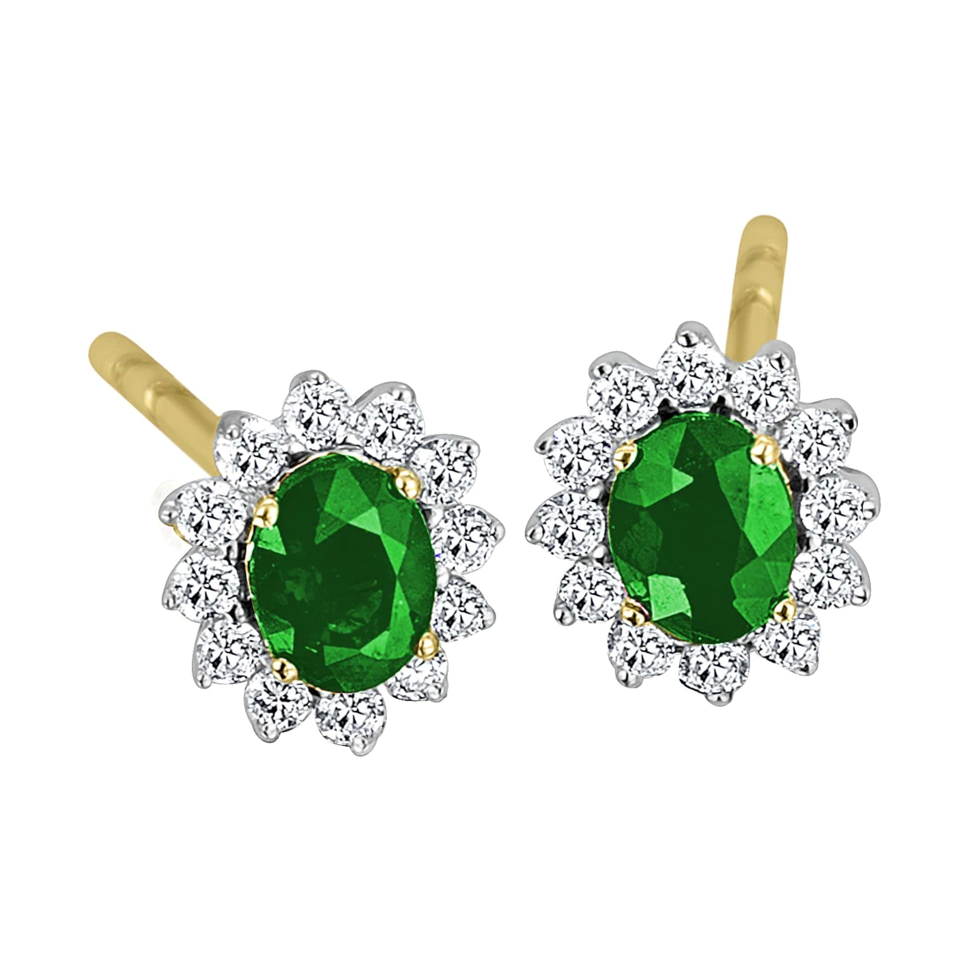 One Element 0,16 ct Diamant Brillant Smaragd Ohrringe  Ohrstecker aus 585 Gelbgold